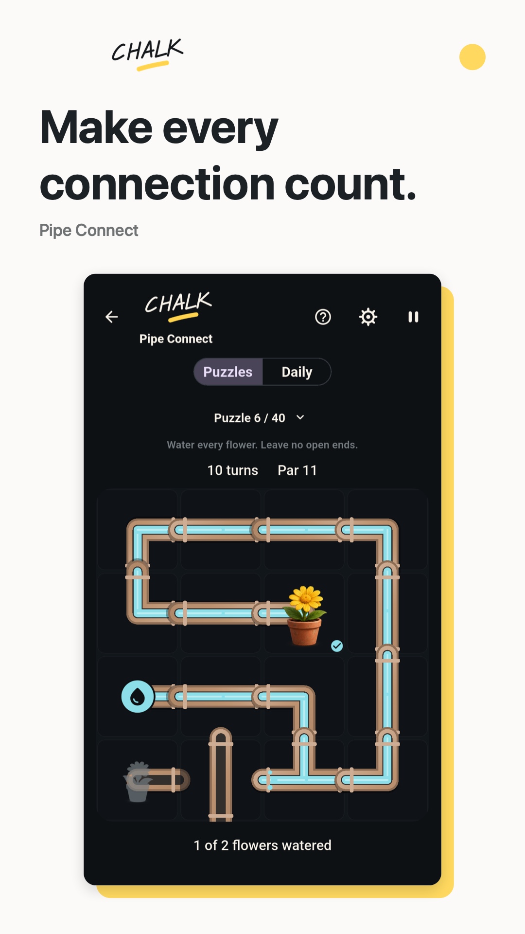 Pipe Connect: turn pipes to water every flower.